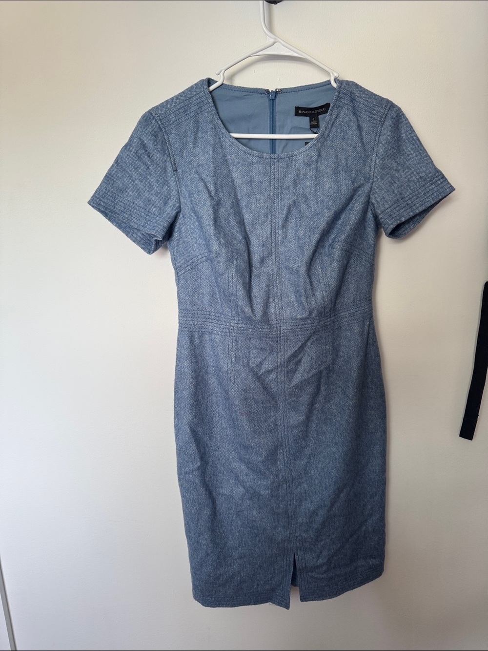 Banana Republic wool-Style Short Sleeve Midi Dress in denim like Blue